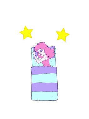 dönen yıldızlar çizgi filmdeki uyuyan kadının animasyonu