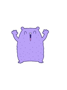 horizontally vibrating animation of cheerful cartoon bear