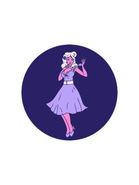 Yıldız patlaması etkisi. İkonik dövme stili. Şaşırmış bir kızın resmi.