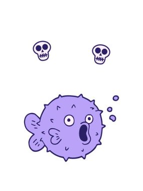 karikatür karalamalarının kafatası animasyonu üfleme balığı