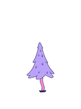 Ağaçlık çam ağaçlarının çizgi film karalamalarının animasyonunu genişletiyor.