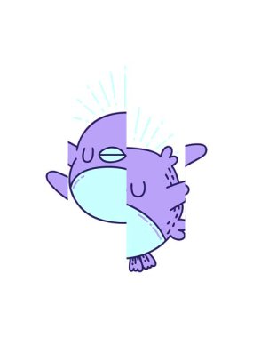 Geleneksel dövme stili kanat çırpan Robin 'in canlandırmasının bölünmüş hareket animasyonu