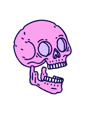 Bir kafatasının ikonik dövme tarzının neon ışık efekti animasyonu