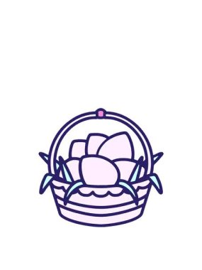 jumping motion animation of easter basket and eggs