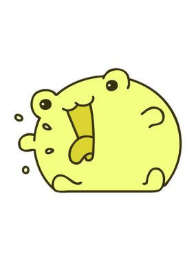 Komik, mutlu bir kurbağanın çizgi filminin renkli animasyonu.