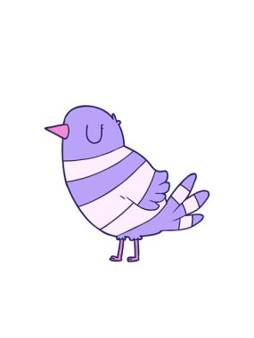 Yanıp sönen radyan çizgileri parlak sevimli kuş çizgi filminin animasyonu