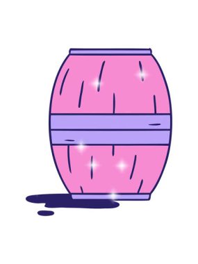 Bir şarap fıçısının çizilmiş karikatür çiziminin parıltı etkisi