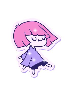 Şirin Kawaii kızının el yazması çizilmiş karikatür karikatürü.