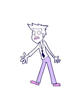 Çizgi filmin neon ışık efekti animasyonu stresli adam