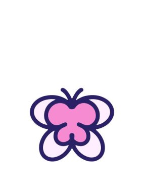 Basit ve sevimli kelebek çiziminin zıplama hareketi animasyonu