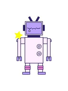 Parlayan yıldızlar robot çiziminin animasyonunu etkiler.