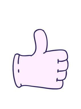 Çizgi film eldiveninin yanıp sönen radyal çizgileri başparmak işareti vererek canlandırması