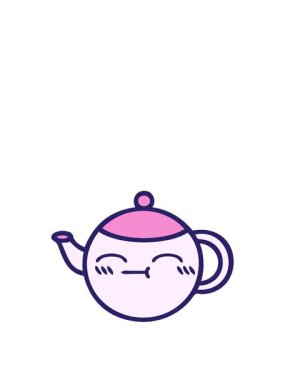 Bir çaydanlığın çizgi filminin animasyonunu büyütüyorum.