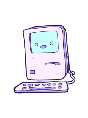 Eski bilgisayarın çizgi filminin hareketli animasyonunu oynat