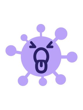 Tiksindirici hareketli, ağzı açık virüsün animasyonu