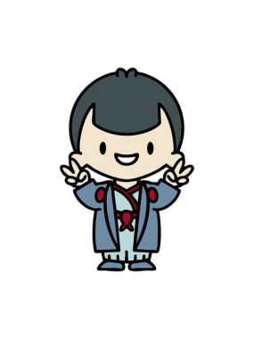 Geleneksel gelinlik giymiş Japon adamın hareketli animasyonu