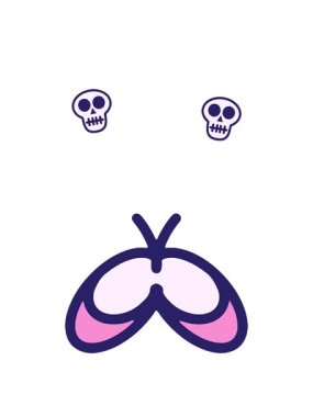 basit parlak kelebeğin kafatası animasyonu