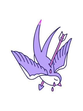 Bir kırlangıcın ağlayışının ikonik dövme şeklindeki görüntüsünü canlandırın