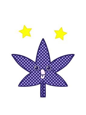 dönen yıldızlar çizgi roman tarzı marihuana yaprağının çizgi filmi.