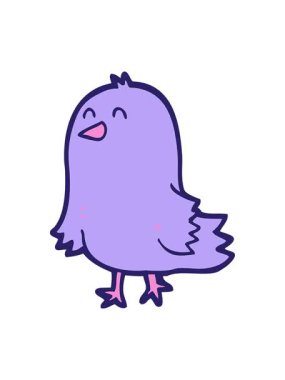 Çizgi filmdeki tatlı, eğlenceli kuşun animasyonunu durdur ve durdur