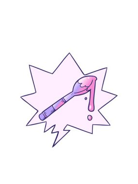 Yanıp sönen radyal çizgiler çizgi film animasyonu. Bir kaşık dolusu bal. Konuşma baloncuğu pürüzsüz bir gradyan tarzında.