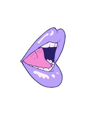 Çizgi filmin hareketli animasyonu açık ağız.