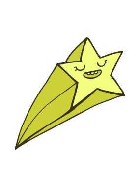 Kayan bir yıldızın çizgi filminin renk animasyonu değişiyor