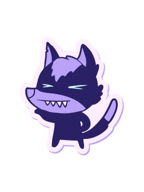 Kızgın kurt çizgi film çıkartmasının hareketli animasyonu