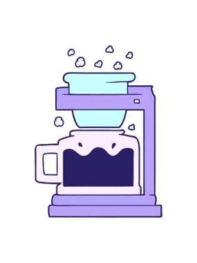 shivering motion animation of cartoon filter coffee machine