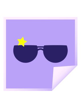 Parlayan yıldızlar güneş gözlüğü illüstrasyon çıkartmasının animasyonunu etkiler