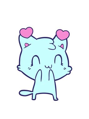 Mutlu kedi çizgi filminin dönen kalpleri.