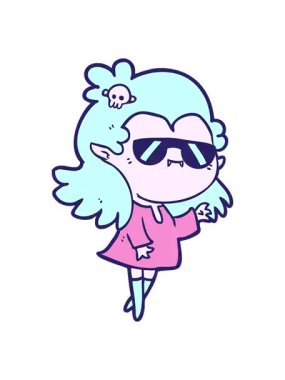 Pikselleştirme efekti çizgi filmdeki havalı vampir kızın animasyonu