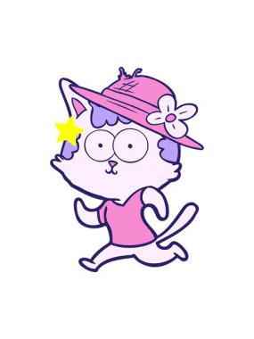 Parıldayan yıldızlar şapkayla koşan kedi çizgi filminin animasyonunu etkiler.