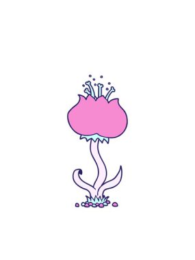 Çizgi film egzotik çiçeğinin yanıp sönen radyal çizgileri