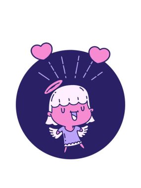 Dövme stili şarkı söyleyen bir meleğin dönen kalp animasyonu.