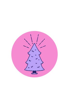 rise and float animation of icon of a tattoo style pine tree