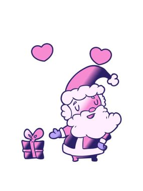 Karikatür bir Noel Baba 'nın dönen kalpleri.