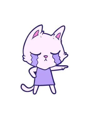 Elbise gösteren ağlayan çizgi film kedisinin canlandırma efektini göster