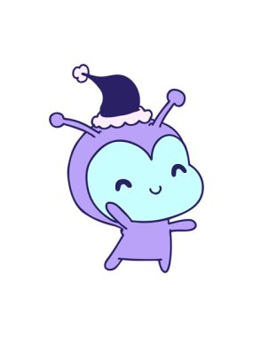 Parlak ışık efektleri Kawaii uzaylılarının çizdiği el animasyonları.