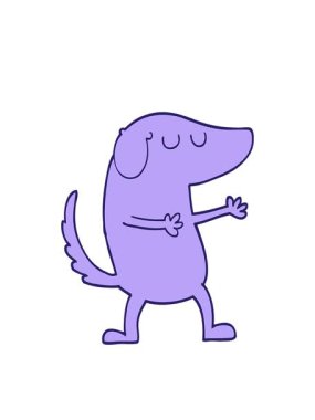 Yanıp sönen radyal çizgiler, çizilmiş el animasyonu çizgi film tarzı mutlu köpek.