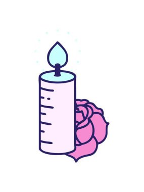 Dövmenin hareketli animasyonu geleneksel mum ve gül stilinde.