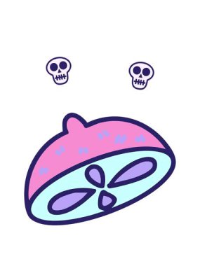 Brezilya limonu animasyonu yarım dilimlenmiş.