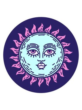 Yüzü dövmeli güneşin hareketli animasyonu