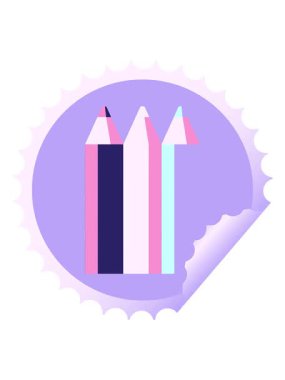 renkli kalemlerin canlandırmasını bob ve duraklat illüstrasyon yuvarlak etiket damgası