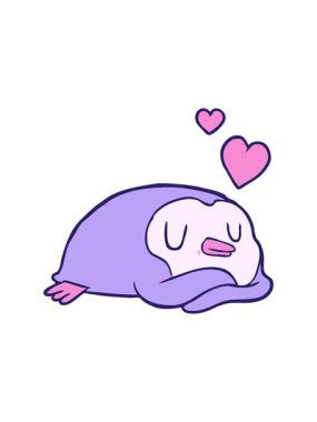 Karikatür penguenlerinin aşk dolu kalpleri üzerindeki baskısı.