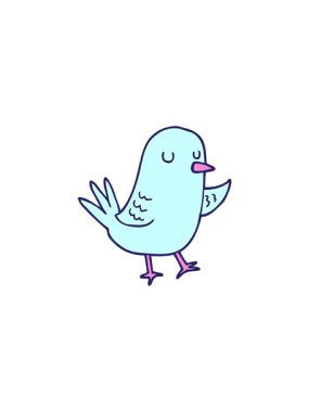 el çizimi çizgi film kuşunun radyoaktif parlayan animasyonu