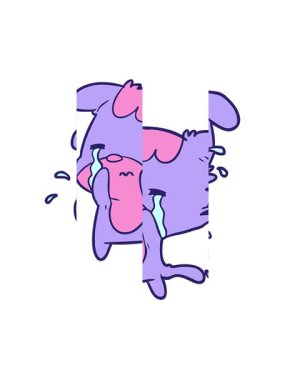 Hüzünlü bir köpeğin ağlayışının animasyonu.