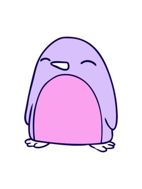 Sevimli bir penguenin çizilmiş el çiziminin neon ışık efekti animasyonu