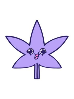 Marihuana yaprağının sevimli bir karikatürünü canlandırmak