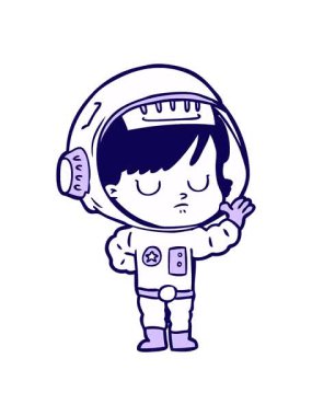 neon ışık efekti çizgi film astronot kadın görüntüsü